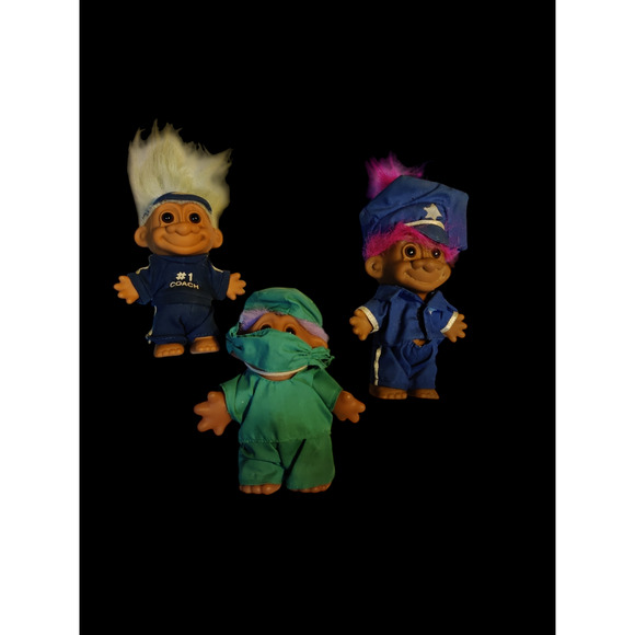 Vintage public servants Troll dolls- collection of 3 - Picture 1 of 4